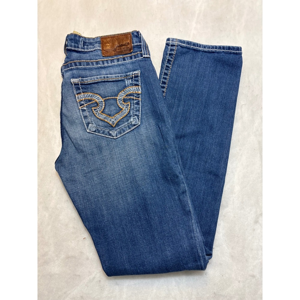 Big Star Nina‎ Mid Rise Straight Leg Jeans Blue Denim Size 29L